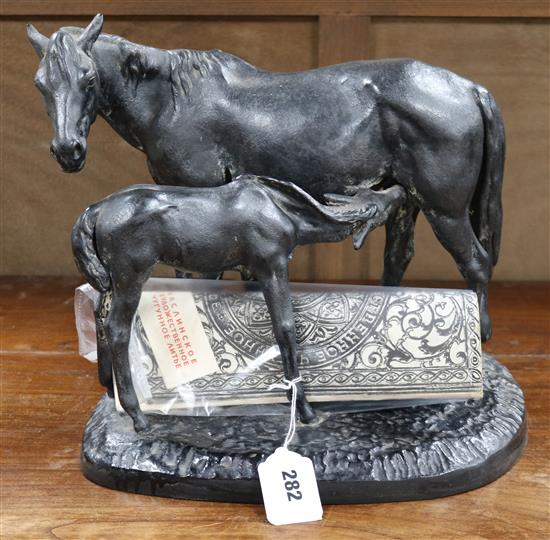 A large Russian group of a mare and foal height 31cm width 37cm